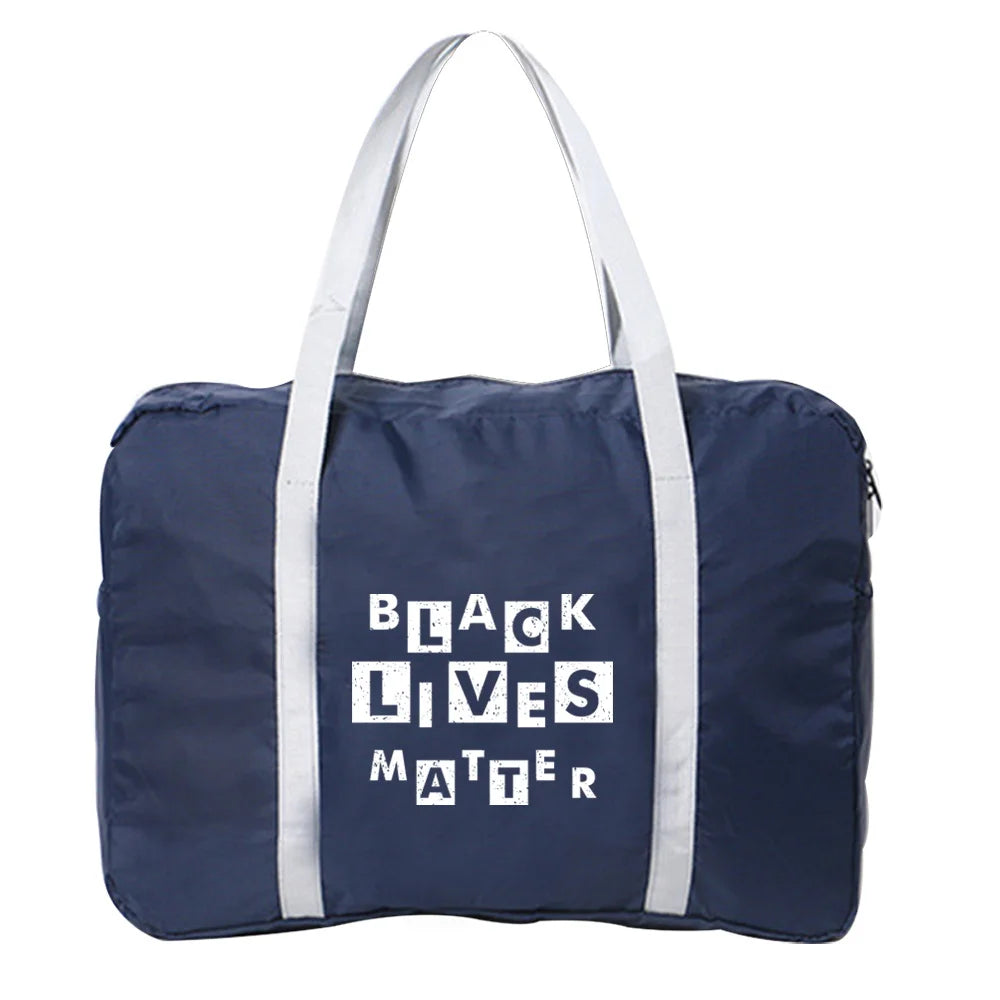 Phrase Pattern Foldable Travel Bag Large Capacity Men Handbag