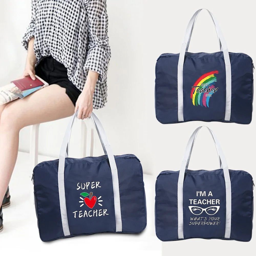 Teacher Pattern Travel Bag Large Capacity Luggage Handbag
