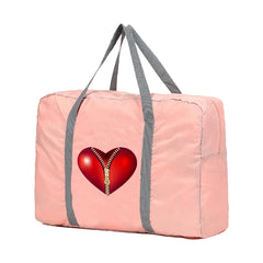 Foldable Travel Bags Organizer Luggage Bag Heart Print Duffle Bag