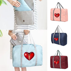 Foldable Travel Bags Organizer Luggage Bag Heart Print Duffle Bag
