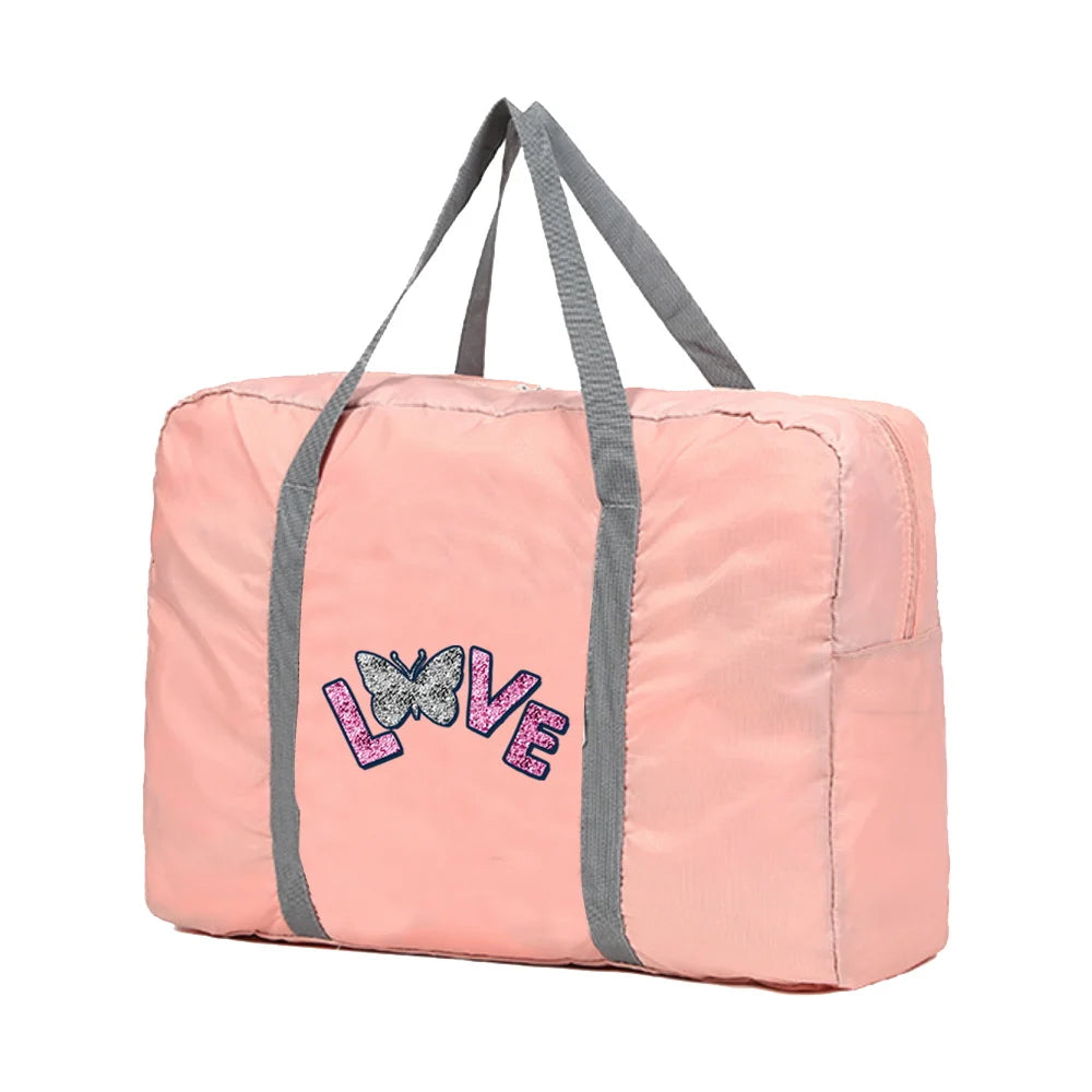 Butterfly Print Foldable Travel Bag Women Handbag Duffle Bag