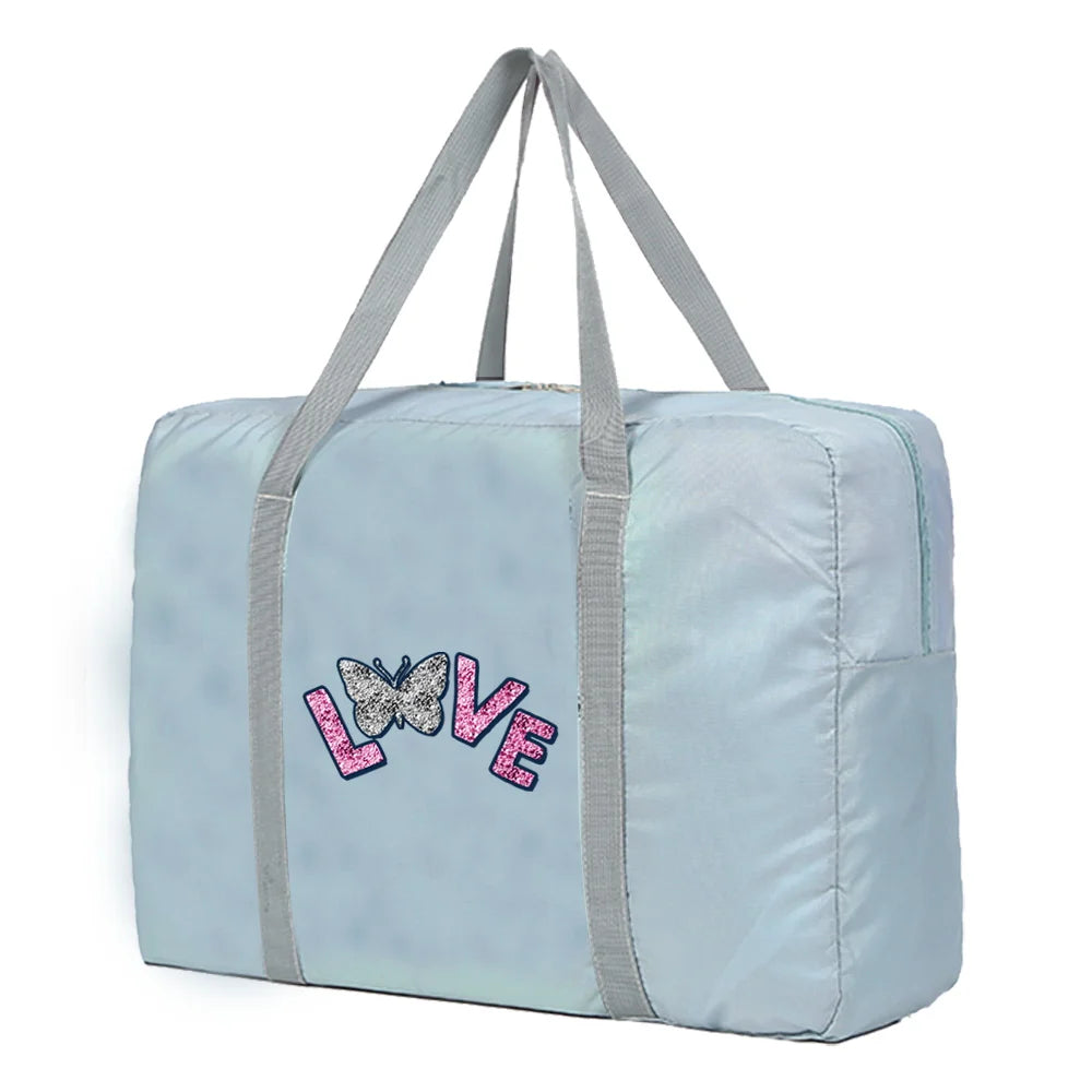 Butterfly Print Foldable Travel Bag Women Handbag Duffle Bag