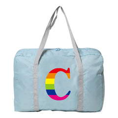 Rainbow Letter Print Foldable Travel Bag Large Capacity Women Men Handbag