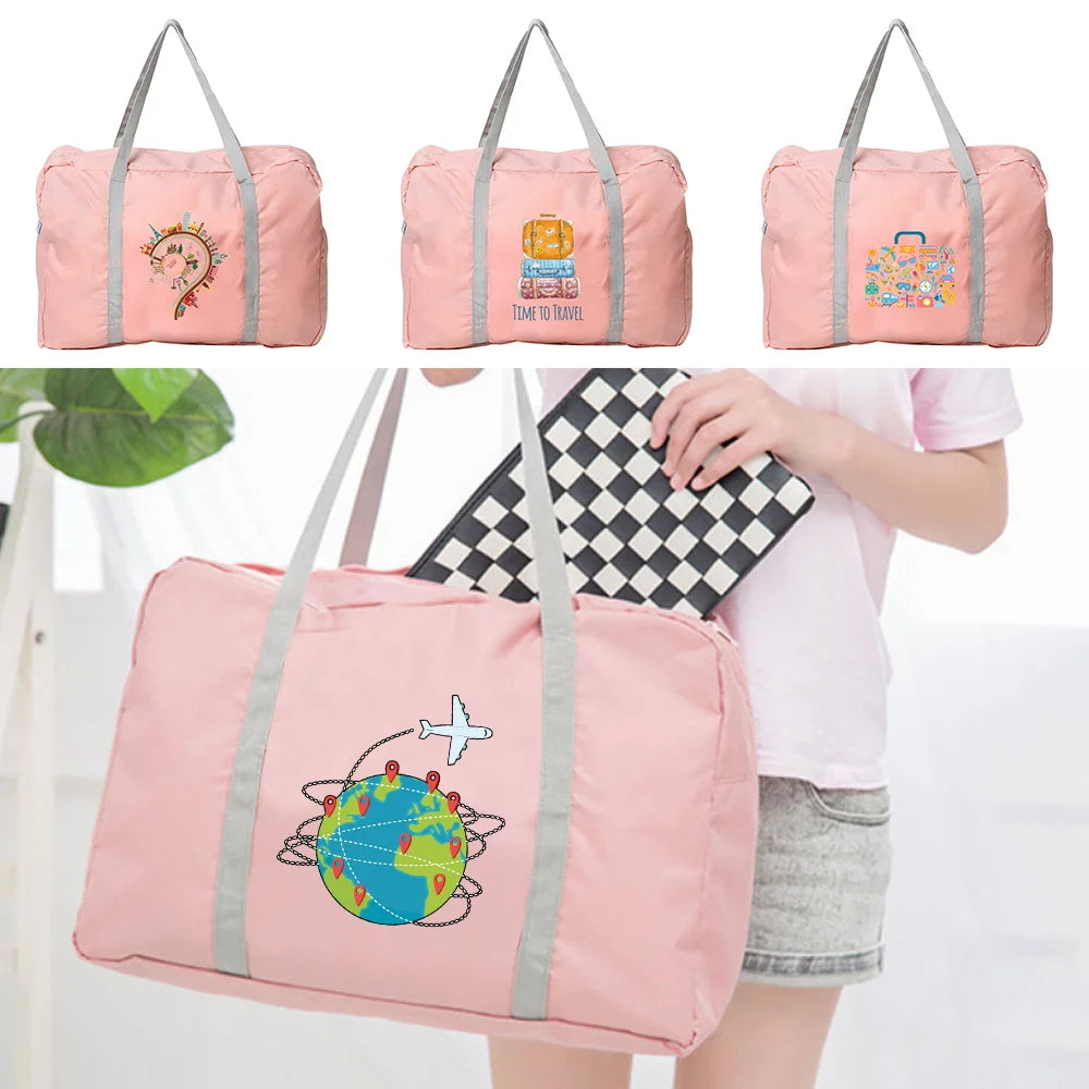 Foldable Travel Bags Unisex Nylon Large Organizer Women Handbag World Map