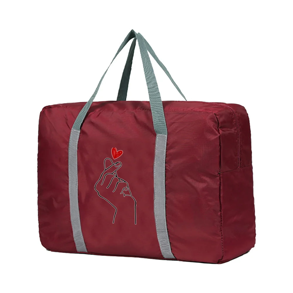 Love Pattern Series Foldable Travel Bag Women Portable Organizer Large Capacity