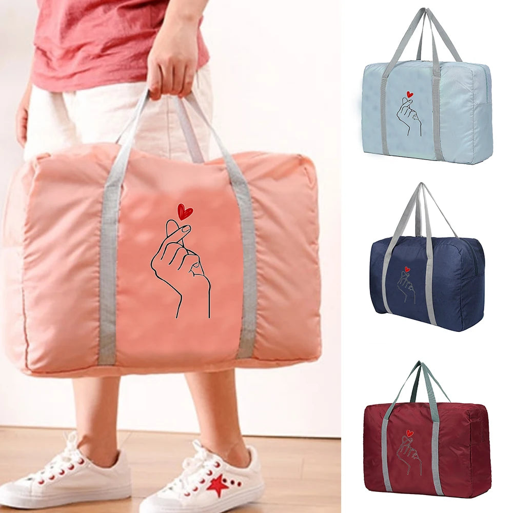 Love Pattern Series Foldable Travel Bag Women Portable Organizer Large Capacity