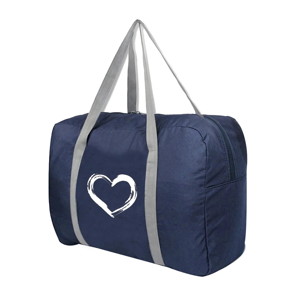 Love Pattern Foldable Travel Bag Women Portable Clothing Organizer Handbag