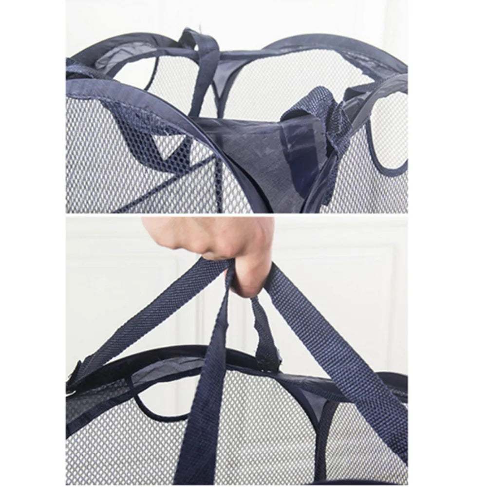 Foldable Laundry Storage Basket Nylon Mesh Net Bag