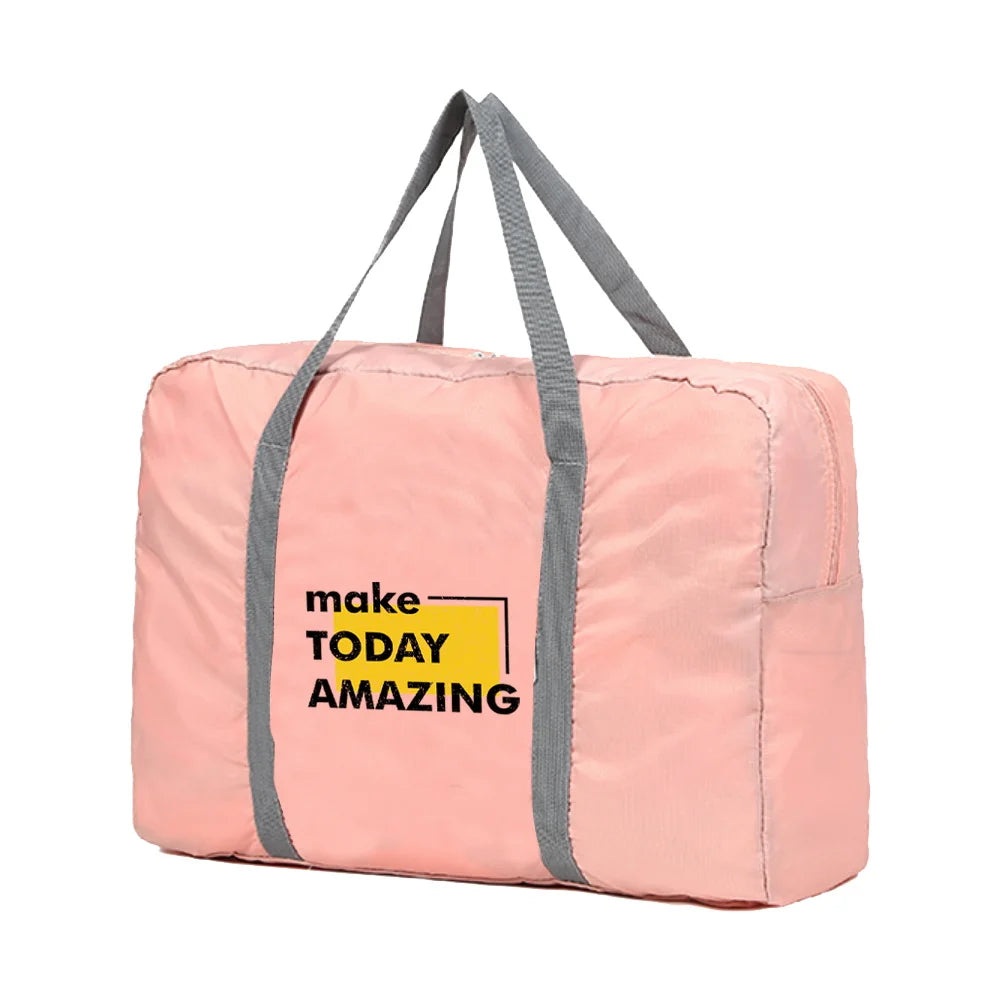 Word Print Duffle Bag Unisex Travel Handbag