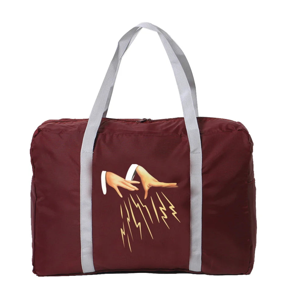 Hand Print Tote Travel Luggage Bags for Women Large Capacity