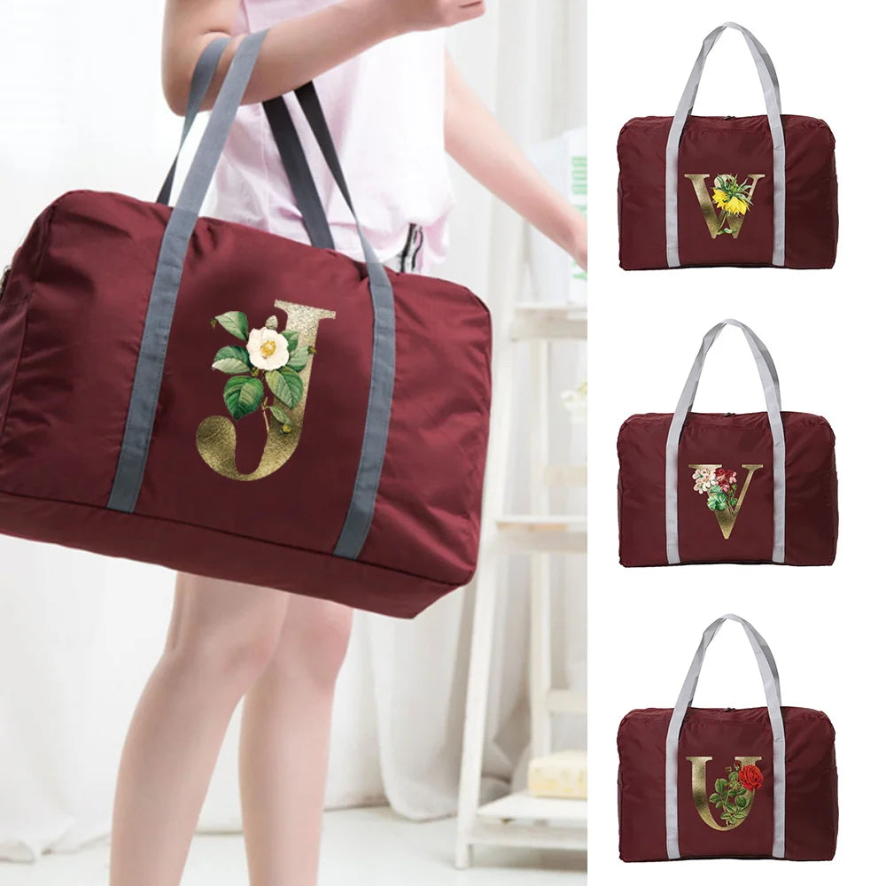 Large Capacity Flower Print Duffle Bag for Travel Gym