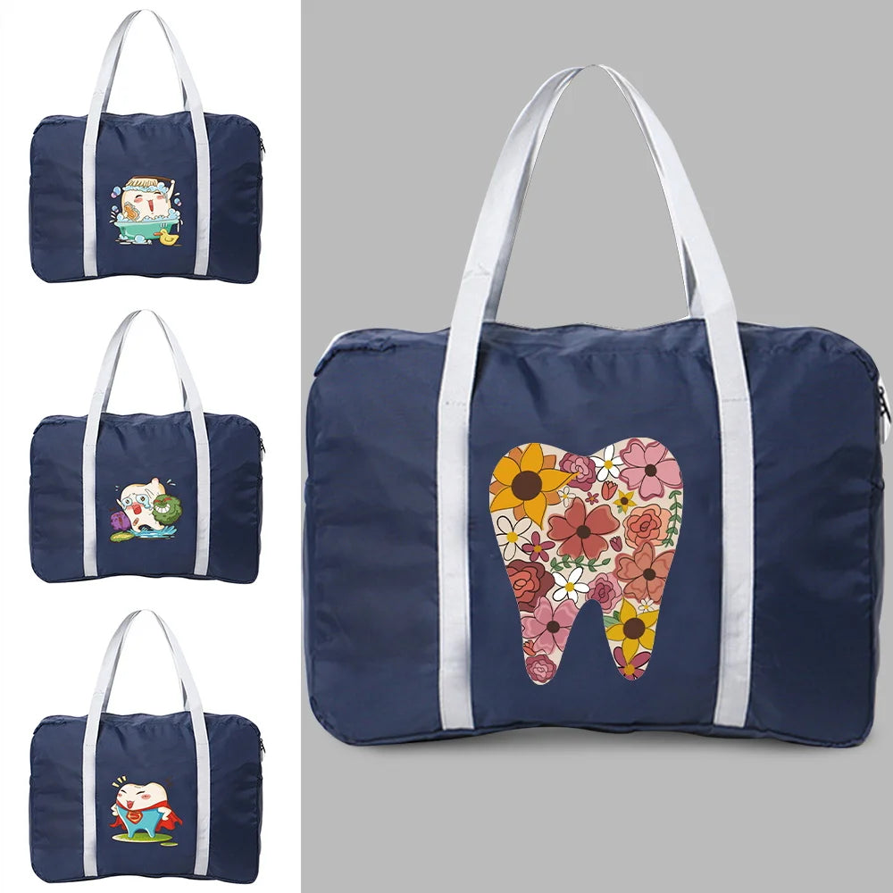 Waterproof Teeth Print Travel Bag Large Capacity Duffle Handbag