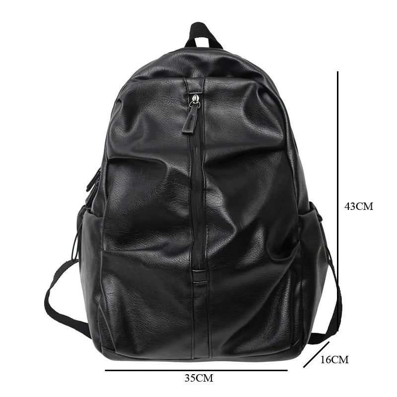 Folding Woman Backpack PU Leather Rucksack Multi-pocket Bagpacks School Bags