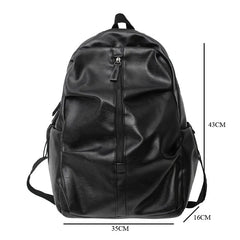 Folding Woman Backpack PU Leather Rucksack Multi-pocket Bagpacks School Bags
