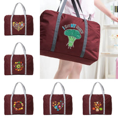 Food Series Printed Travel Bags Nylon Foldable Unisex Large Capacity Luggage