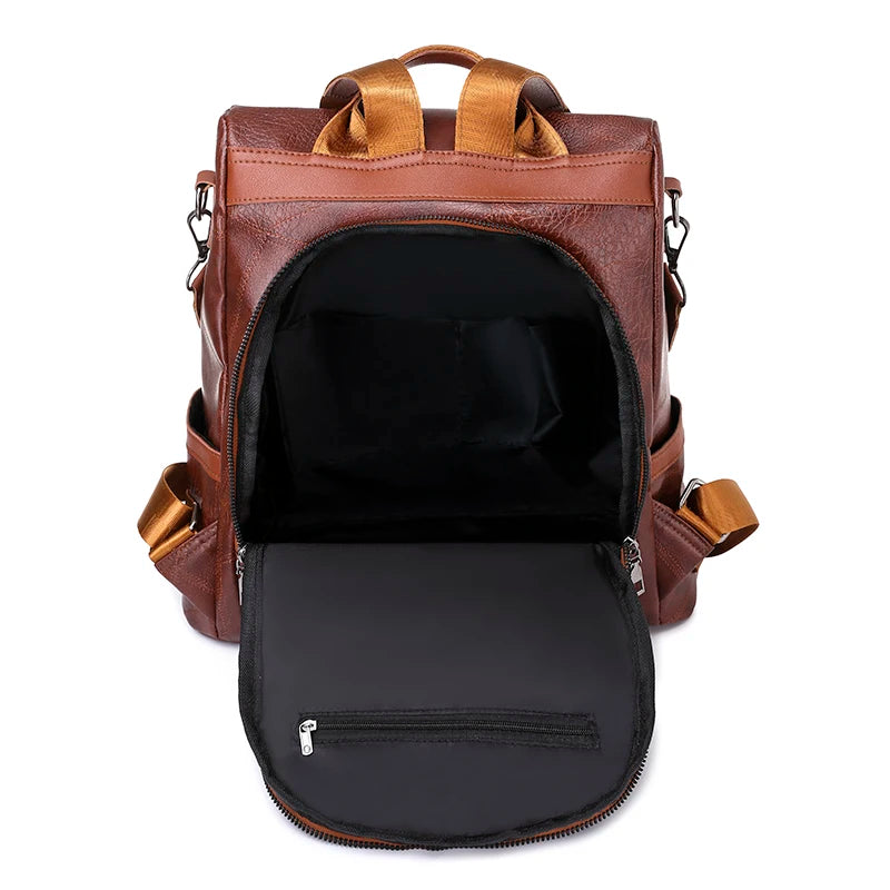Girls Vintage Leather Backpack School Bag