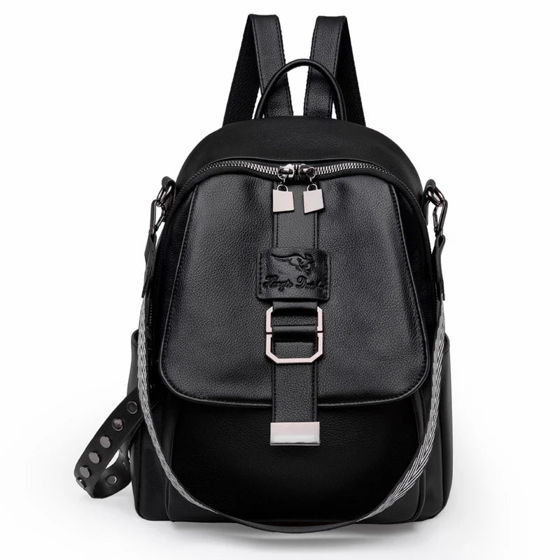 Vintage Leather Backpack for Women Girls School Travel Bagpack