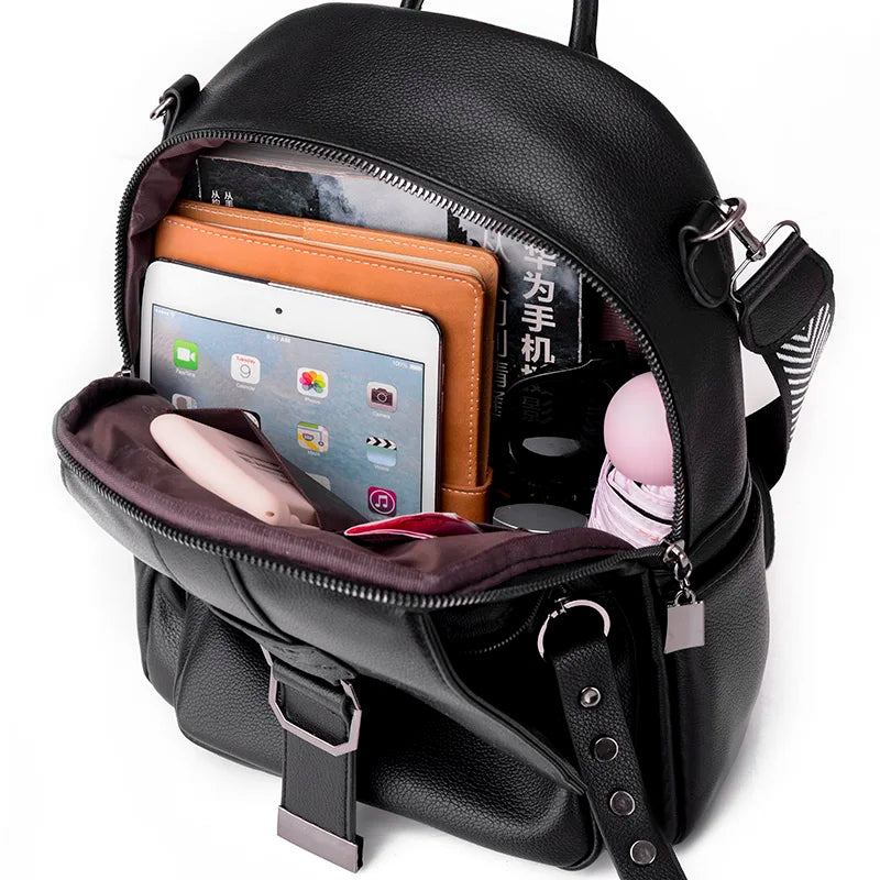 Vintage Leather Backpack for Women Girls School Travel Bagpack