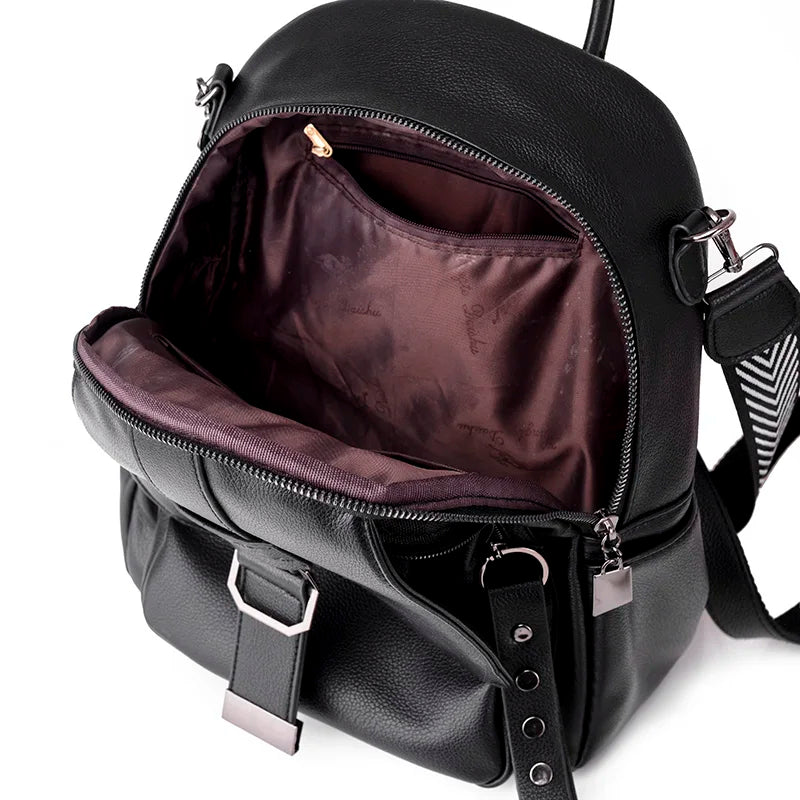 Vintage Leather Backpack for Women Girls School Travel Bagpack