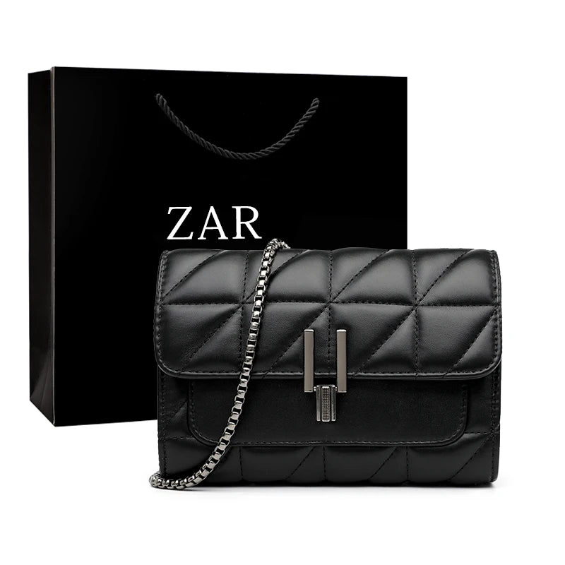 Small Leather Crossbody Shoulder Bag with Chain Strap