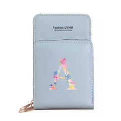 Women's PU Leather Wallets Touch Screen Phone Pack Shoulder Bags Pink Print