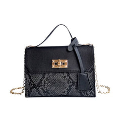 Snake Pattern Small Square Handbag Chain Messenger Bag