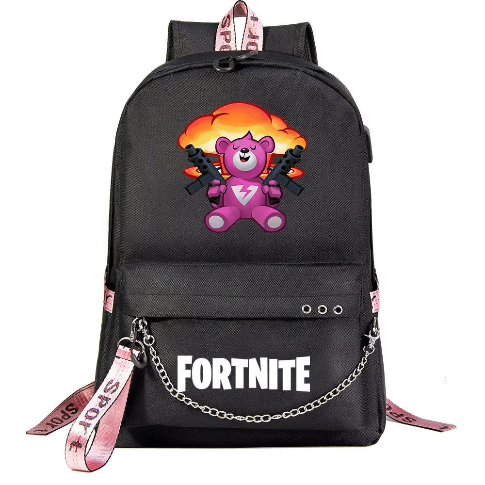 Fortnite Backpack for Teens, Luminous School Bag with USB Charging