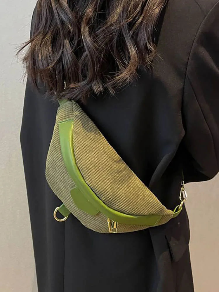 Striped Women's Chest Bags Autumn Winter Crossbody Bag
