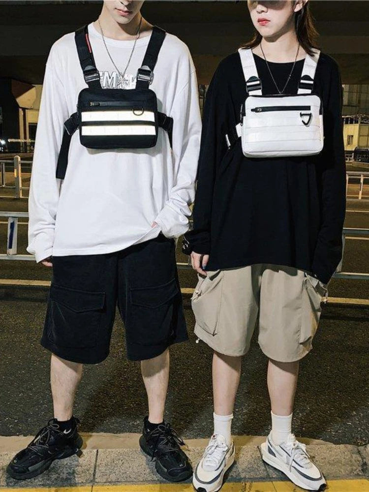 Men Tactical Belt Waist Bag Chest Pack Hip Hop Function Chest Rig Pack