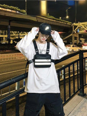 Men Tactical Belt Waist Bag Chest Pack Hip Hop Function Chest Rig Pack