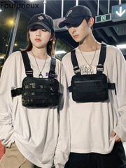 Men Tactical Belt Waist Bag Chest Pack Hip Hop Function Chest Rig Pack
