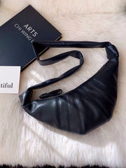 Foufurieux Vintage Sheepskin Underarm Bag Women Leather Chest Waist Bag