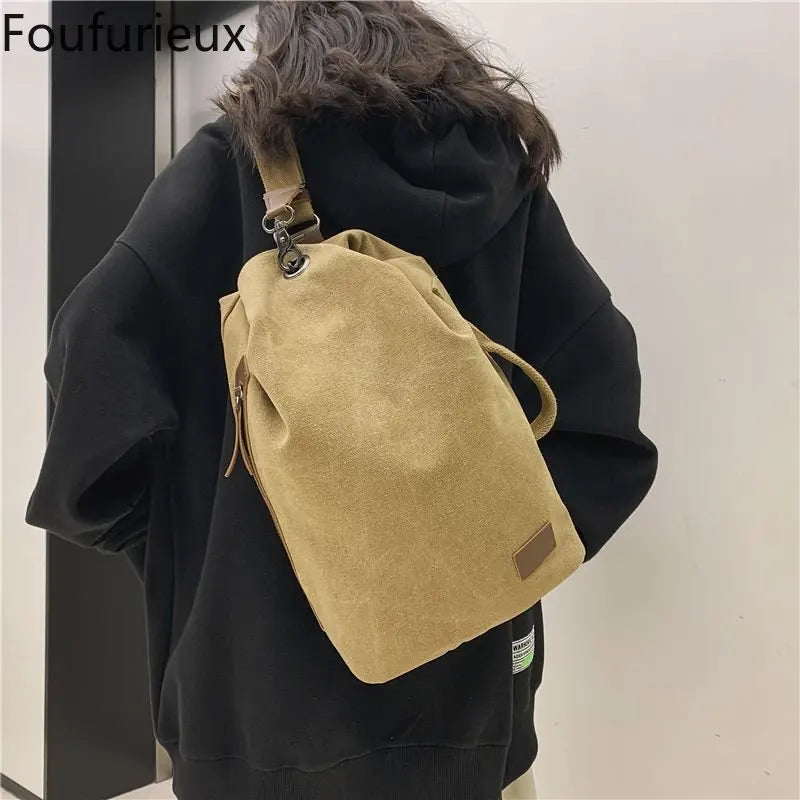 Foufurieux Canvas Bag Sports Chest Bags for Women Large Capacity