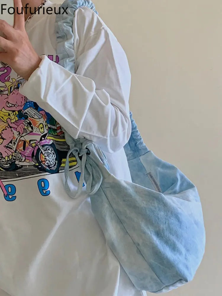 Tie Dye Canvas Messenger Bag for Women, Large Capacity Shoulder Bag