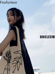 Foufurieux Canvas Shoulder Bag Women's Handbag Japan Large