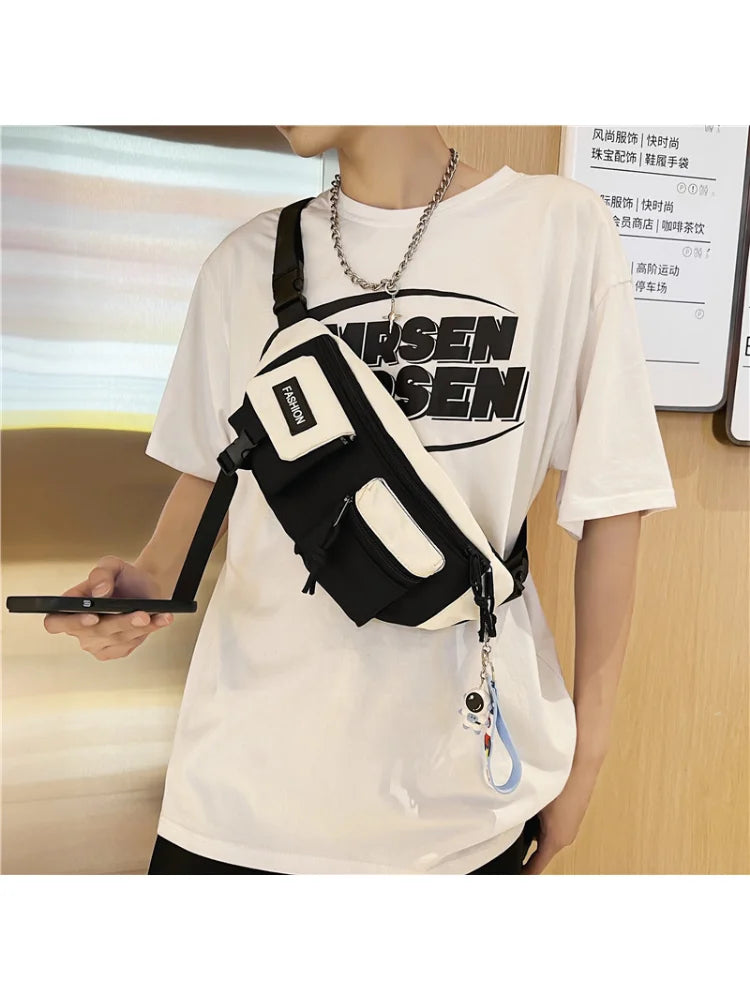 Foufurieux Canvas Fanny Pack Waist Bag Casual Shoulder Crossbody Chest Bags