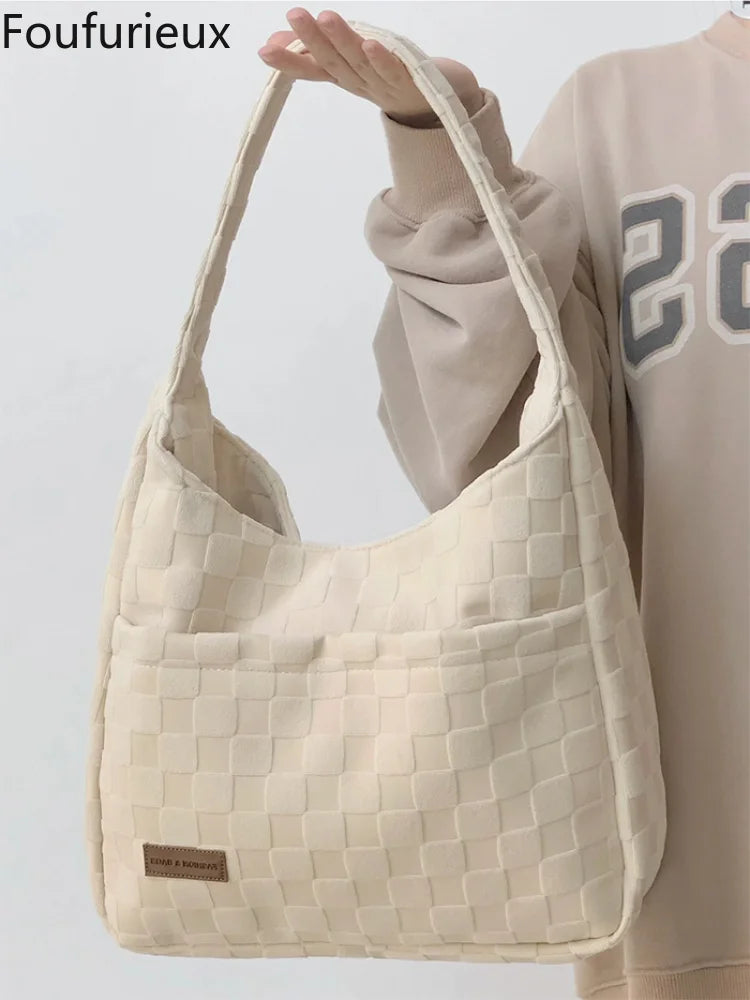 Foufurieux Canvas Tote Bag for Women Underarm Shoulder Bag