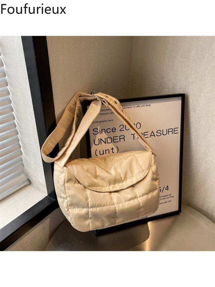 Foufurieux Adjustable Crossbody Bag for Women Soft Nylon Handbag Purses
