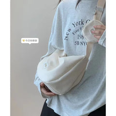 Foufurieux Canvas Sling Shoulder Bag Y2K Medium Size Soft Square Crossbody Pouch