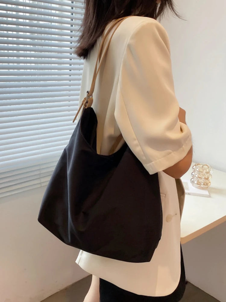 Retro Canvas Tote Bag Women Zipper Handbag Large Capacity