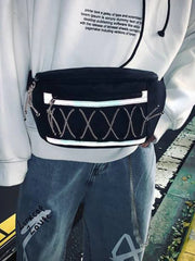Canvas Crossbody Chest Bag Reflective Street Hip Hop Shoulder Pack Y2k