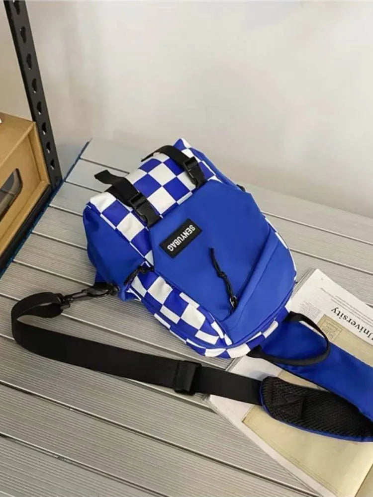 Plaid Ins Sports Student Shoulder Casual Messenger Bag