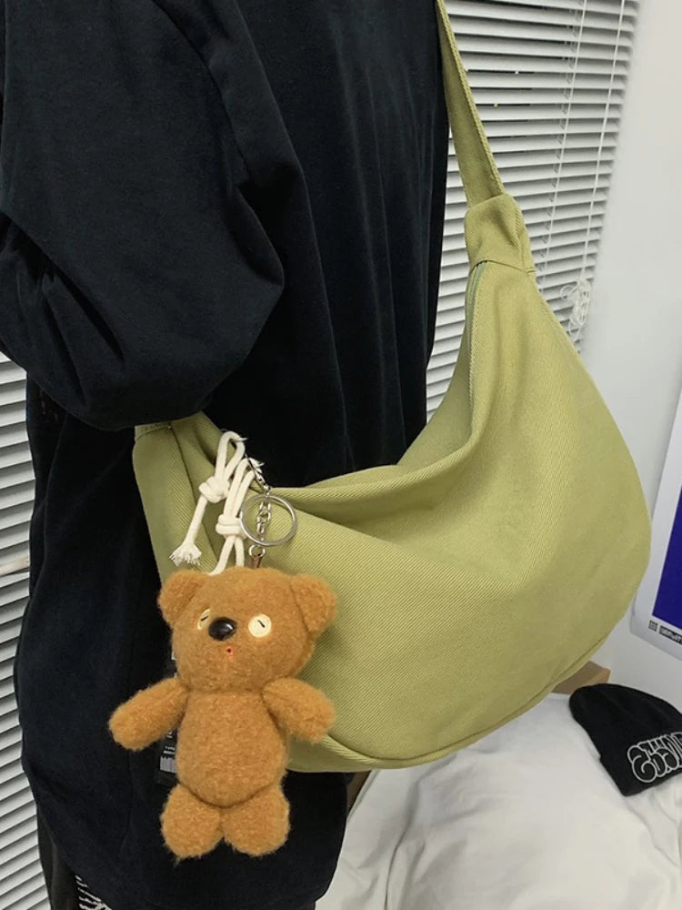Canvas Crossbody Bags Women Shoulder Handbags Casual Purses Solid Bag