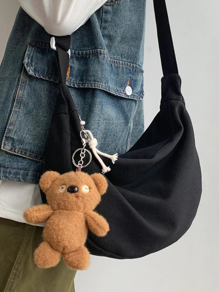 Canvas Crossbody Bags Women Shoulder Handbags Casual Purses Solid Bag