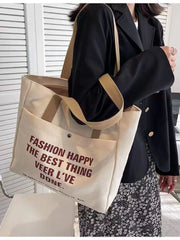 Foufurieux High Capacity Tote Handbags Y2k Canvas Shoulder Bag