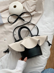 Foufurieux Drawstring PU Leather Bucket Bag- Women's Crossbody Handbag