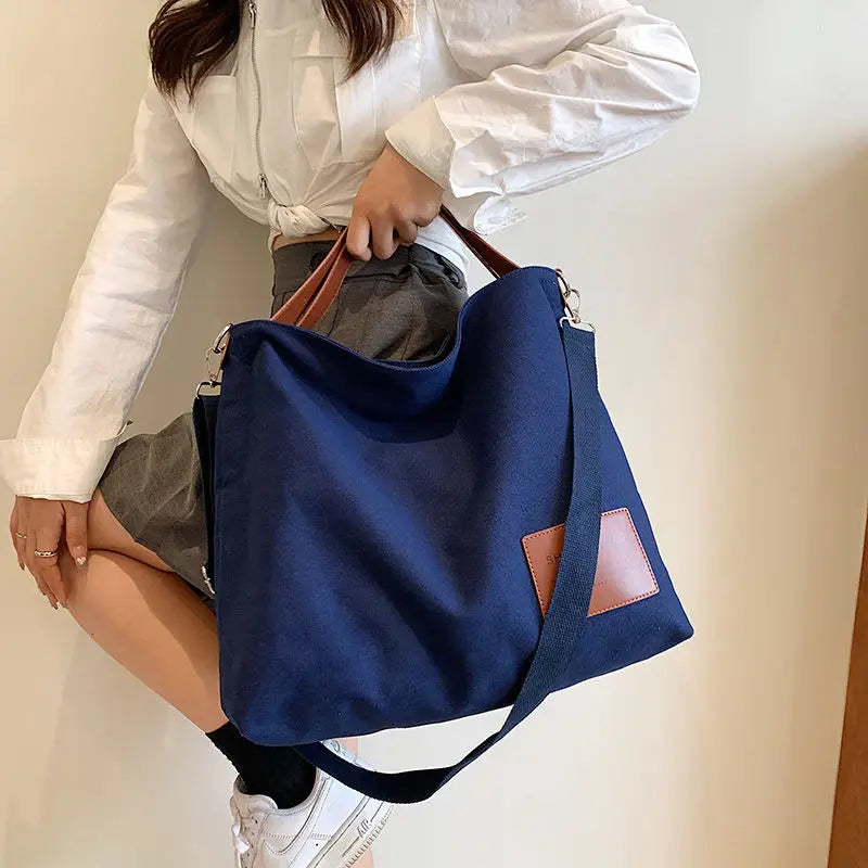 Canvas Handbag Women Large Capacity Tote Bag Commuting Shoulder Bag