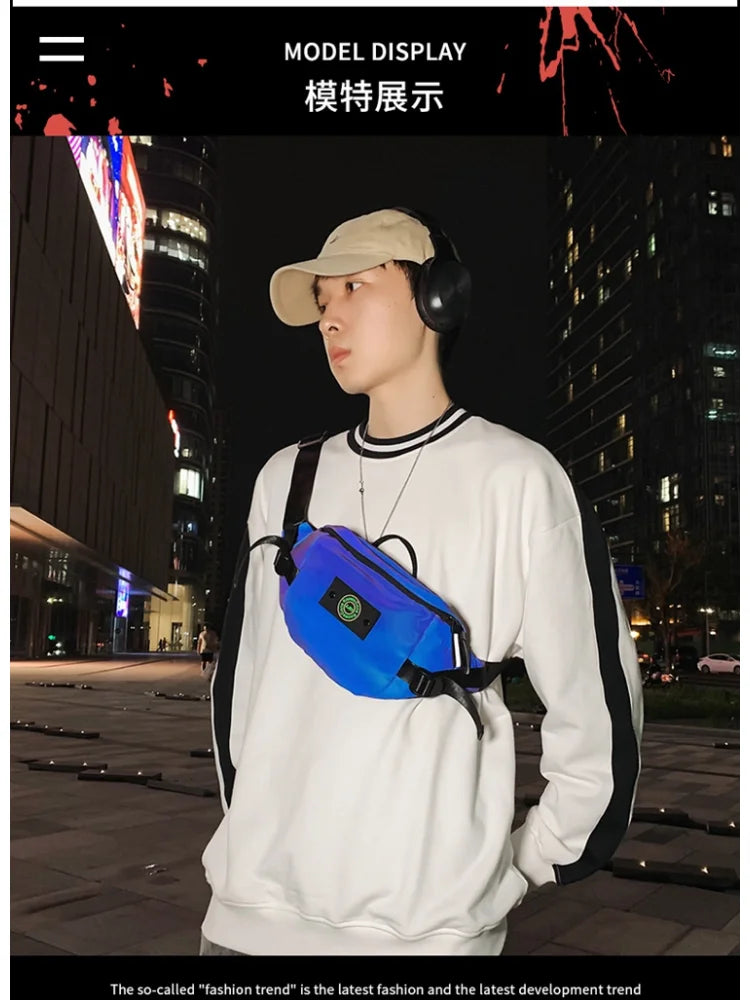 Reflective Luminous Chest Bag Crossbody Mobile Bag
