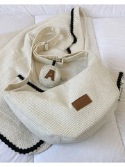 Foufurieux Corduroy Shoulder Bag Women Tote Large Capacity Zipper Handbag