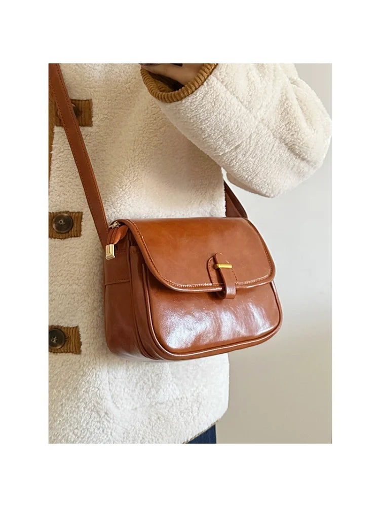 Foufurieux Women Shoulder Bags High Leather Crossbody Retro Flap Messenge